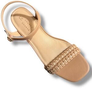 LC Lauren Conrad Obsidian Women Tan Braided Block Heel Sandals Size 8.5 NEW